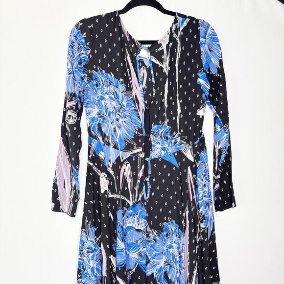 Free People First Kiss Botanical Night Maxi Dress Size S Blue Floral Boho - Picture 4 of 12